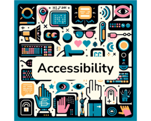 Accessibility icons in background with the word "accessibility"