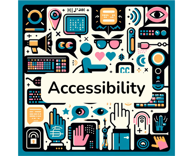 Accessibility icons in background with the word "accessibility"